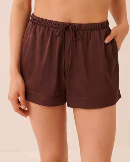 La Vie en Rose Brown Stone Women Luxury Edition Satin Shorts SKU: 60200198_20131 Image 01