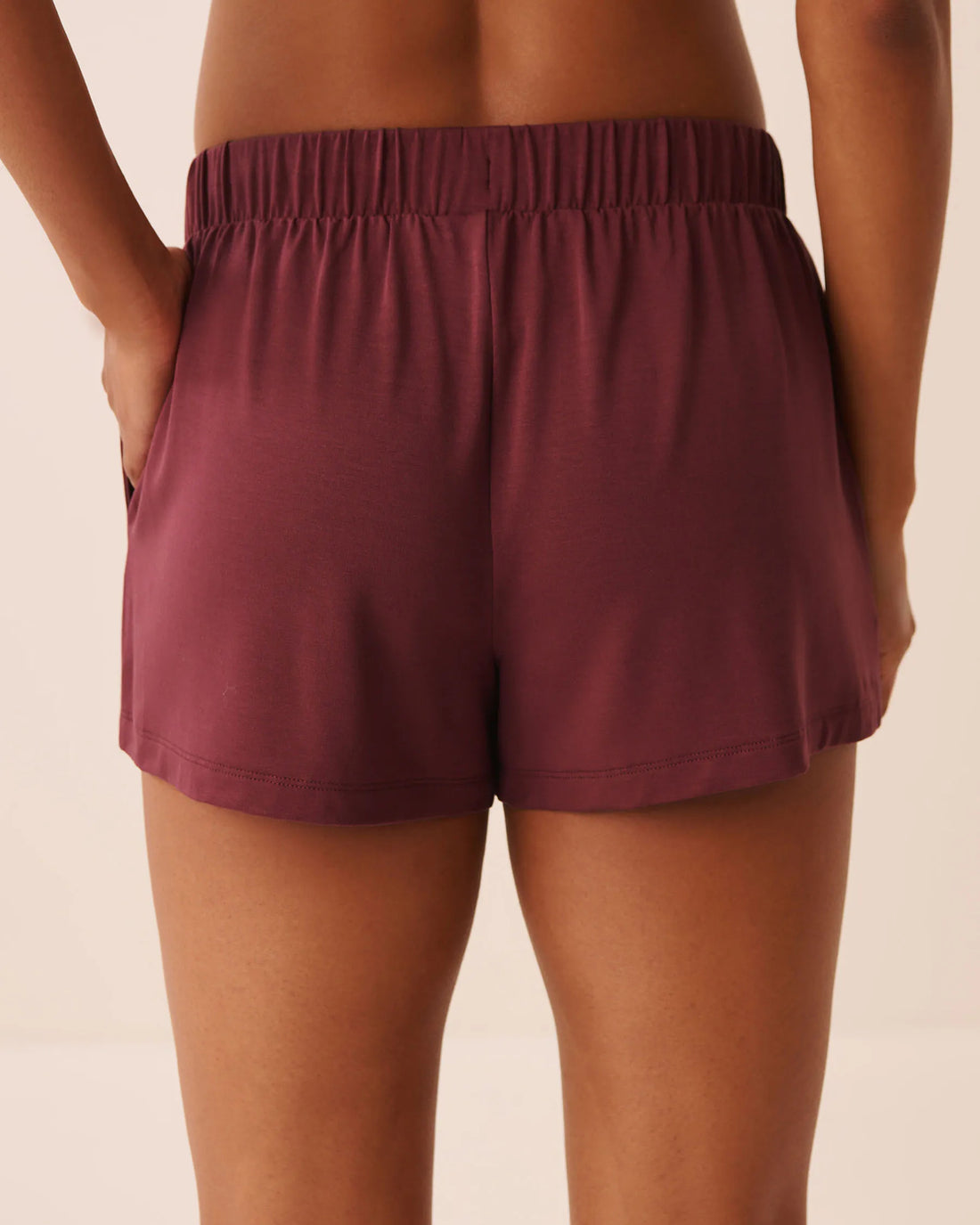 La Vie en Rose Burgundy Women Modal Shorts SKU: 60200199_50062 Image 02