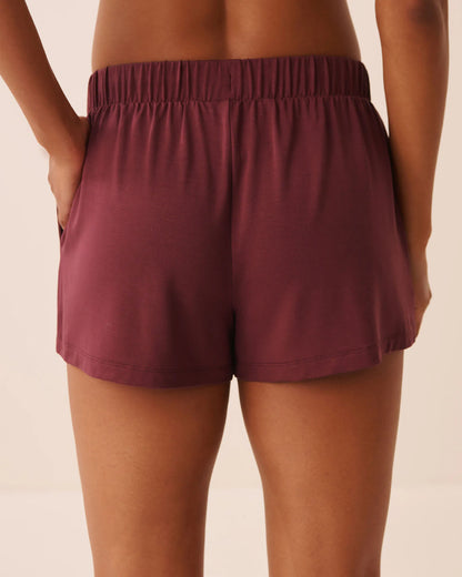 La Vie en Rose Burgundy Women Modal Shorts SKU: 60200199_50062 Image 02