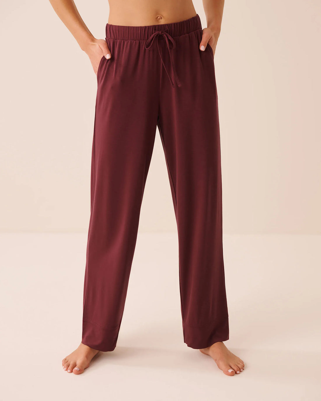 La Vie en Rose Burgundy Women Modal Pants SKU: 60200200_50062 Image 01