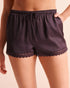 La Vie en Rose Plum Perfect Women Luxury Edition Lace Trim Satin Shorts SKU: 60200201_50103 Image 01