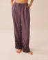 La Vie en Rose Flower Plum Bouquet Women Luxury Edition Floral Print Lace Trim Satin Pants SKU: 60200202_P50118 Image 01