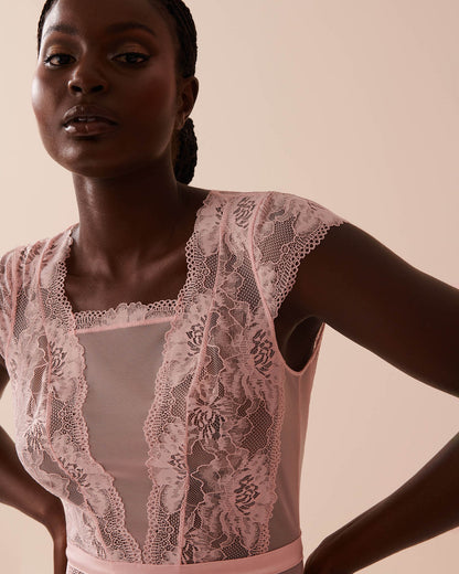 Floral Lace and Mesh Cap Sleeve Teddy_60300093_60042_03