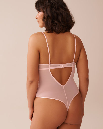 La Vie en Rose_Floral Embroidered Mesh Thong Teddy_60300102_P60355_05