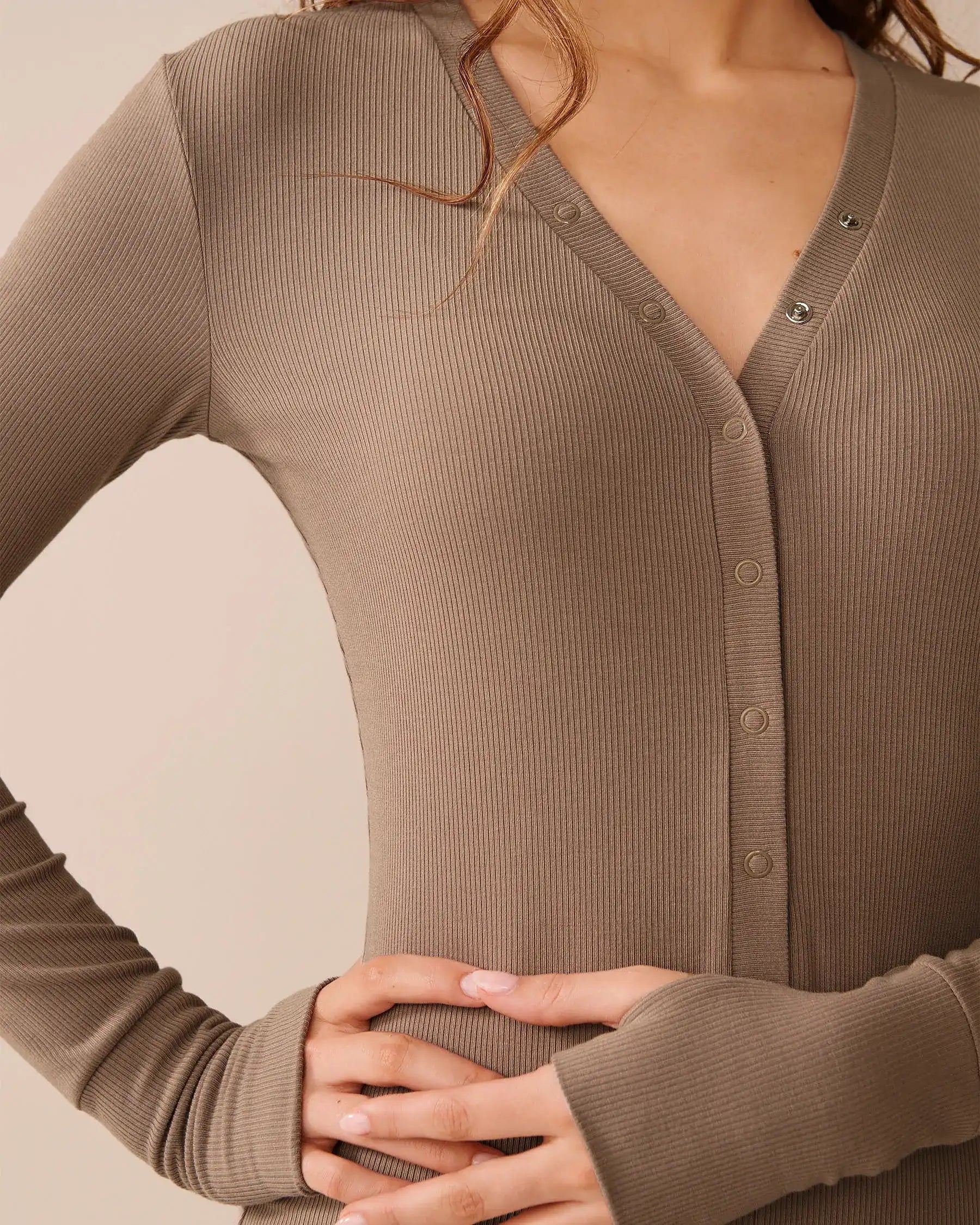 La Vie en Rose_Cinder_Ribbed Modal Long Sleeve Romper_60300108_00011_03