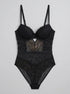 La Vie en Rose_Black Beauty_Floral Lace and Mesh Push-up Teddy_60300120_00001_00