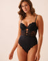 La Vie en Rose Black Beauty Women Floral Lace and Microfiber Strappy Teddy SKU: 60300124_00001 Image 01