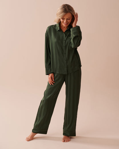 LUXURY EDITION Jacquard Stripe Satin Pajama Set_60400041_P30094_01