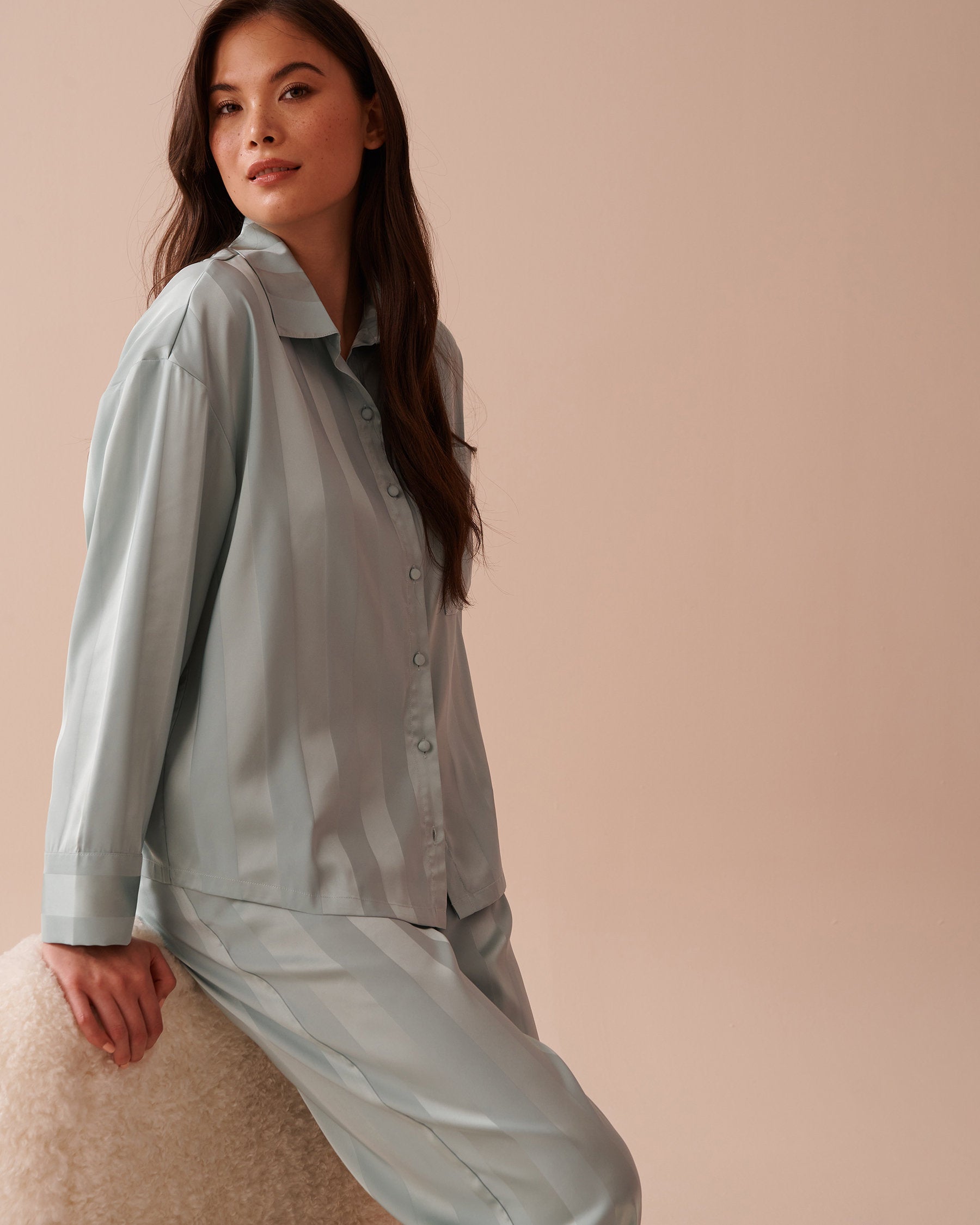 Jacquard Stripe Satin Pajama Set_60400047_P40387_04