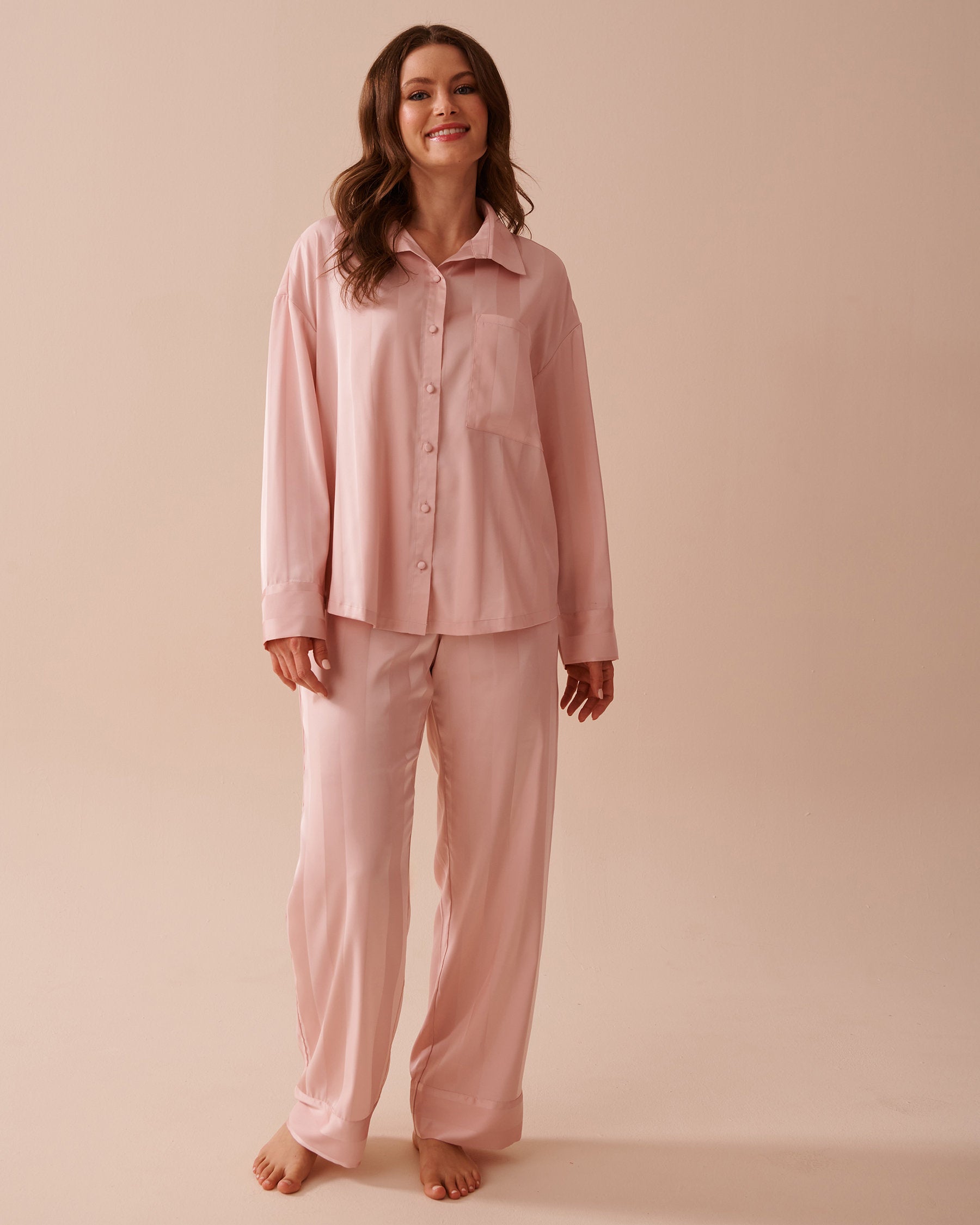 Jacquard Stripe Satin Pajama Set_60400047_P60291_03