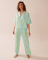 La Vie en Rose_Sea Clear Stripe_LUXURY EDITION Striped Short Sleeve Satin Pajama Set_60400052_P40441_01
