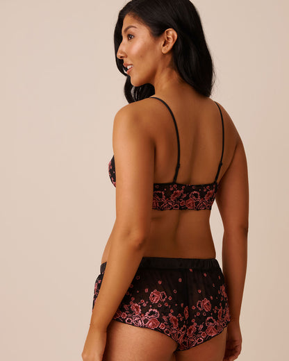 La Vie en Rose_Pink &amp; Black Flowers_Embroidered Mesh 2-Piece Set_60400057_P00434_02