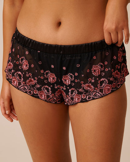 La Vie en Rose_Pink &amp; Black Flowers_Embroidered Mesh 2-Piece Set_60400057_P00434_04