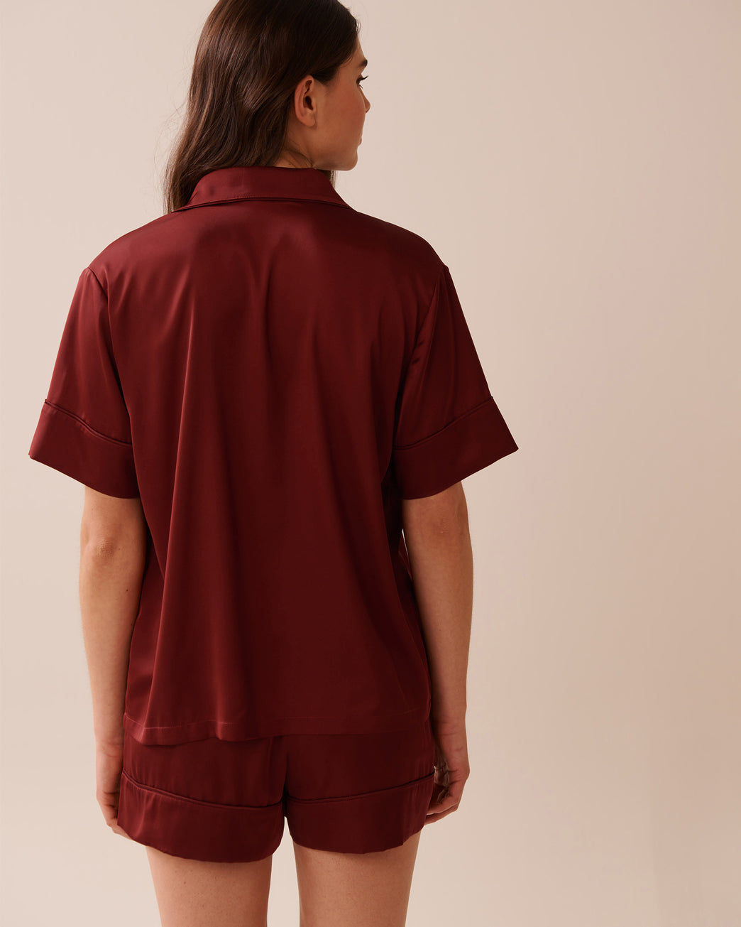 La Vie en Rose_Sun-Dried Tomato_LUXURY EDITION Short Sleeve Satin Pajama Set_60400058_60205_02