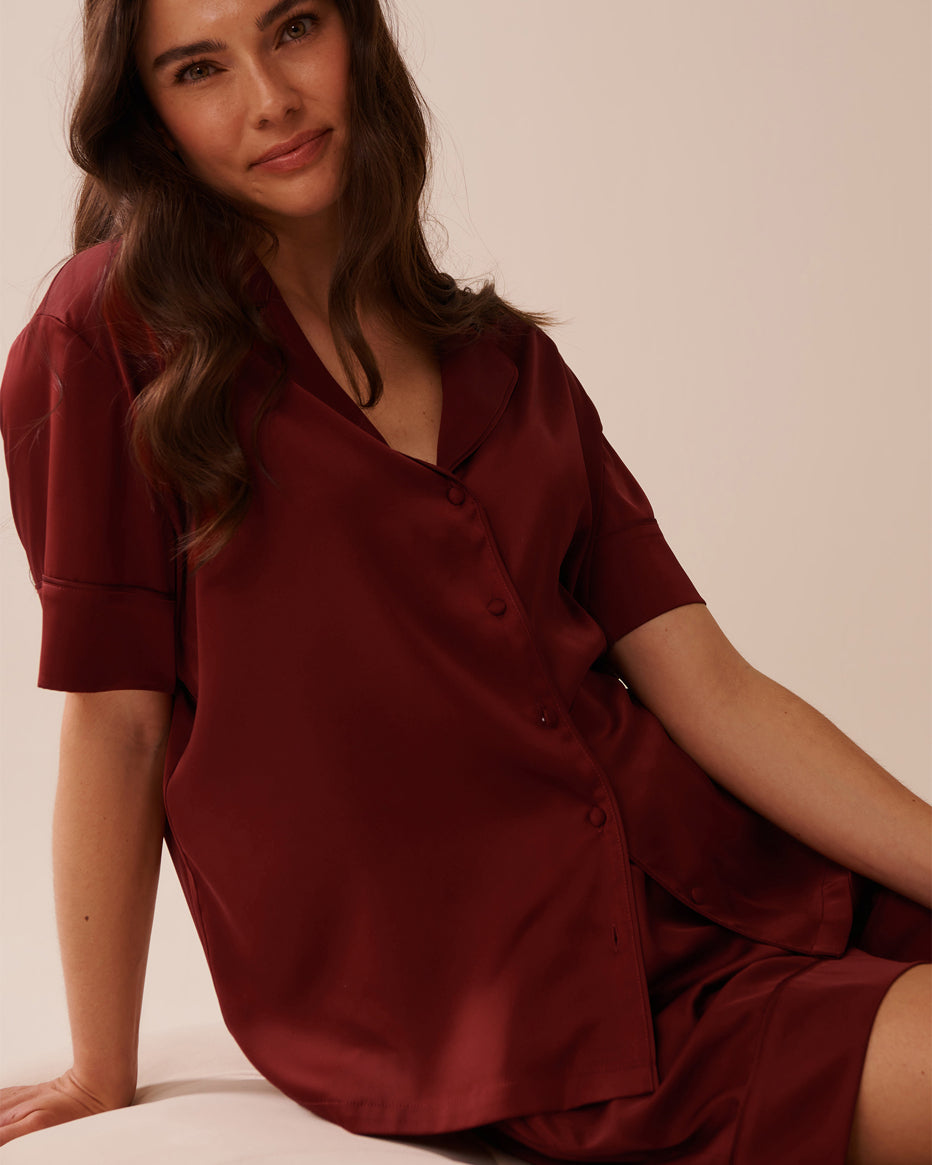 La Vie en Rose_Sun-Dried Tomato_LUXURY EDITION Short Sleeve Satin Pajama Set_60400058_60205_03