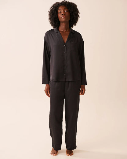 La Vie en Rose_Black Beauty_Luxury Edition Long Sleeve Satin Pajama Set_60400063_00001_02