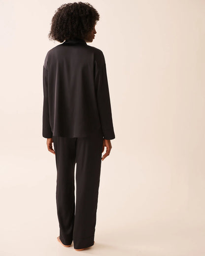 La Vie en Rose_Black Beauty_Luxury Edition Long Sleeve Satin Pajama Set_60400063_00001_03