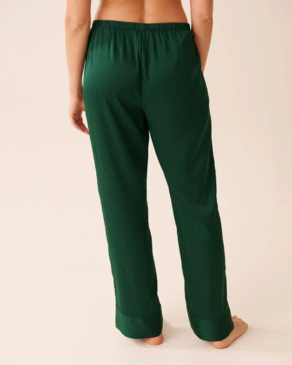 La Vie en Rose_Botanical Green Mini Stripes_Luxury Edition Jacquard Stripe Satin Pajama Set_60400064_P30129_05