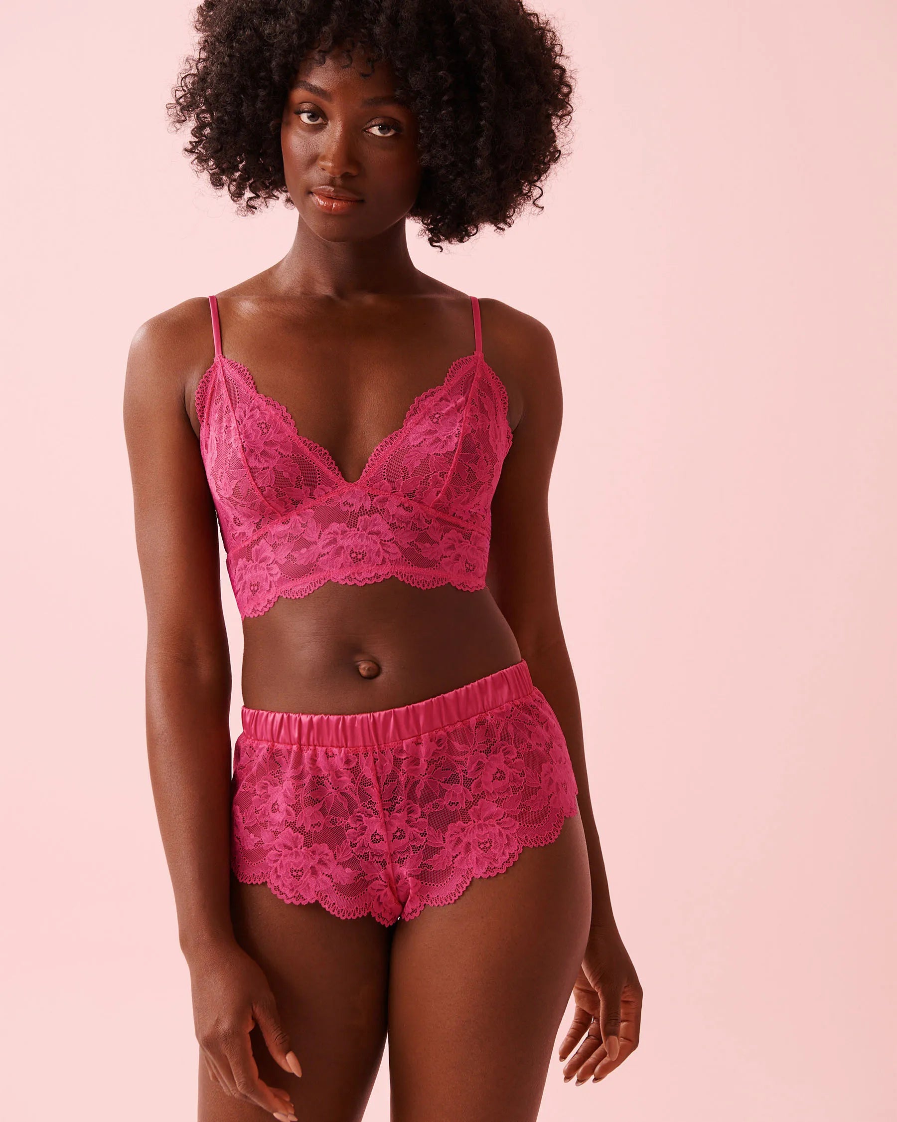 La Vie en Rose_Fuchsia Rose_Floral Lace 2-piece Set_60400066_60228_01