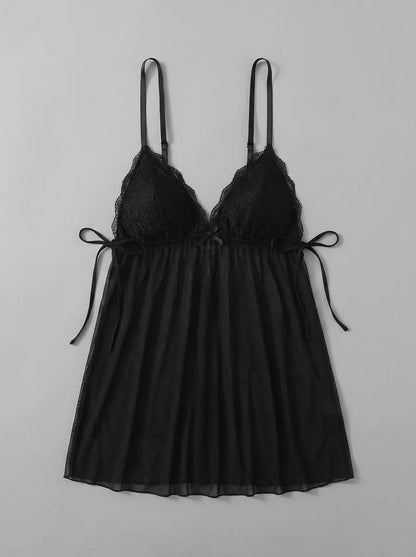 La Vie en Rose_Black Beauty_Lace and Mesh Babydoll 2-piece Set_60400067_00001_00