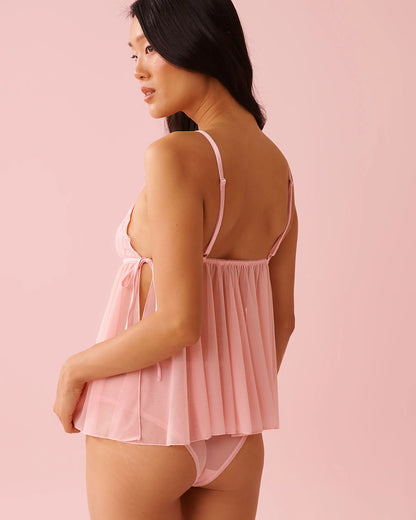 La Vie en Rose_Tickled Pink_Lace and Mesh Babydoll 2-piece Set_60400067_60229_02