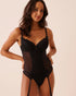La Vie en Rose Black Beauty Women Floral Lace & Mesh Bustier Set SKU: 60400070_00001 Image 01