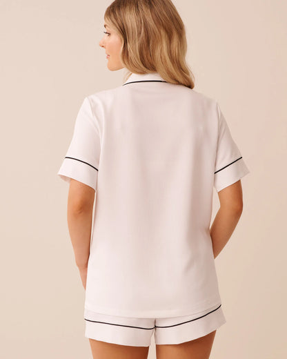 La Vie en Rose Snow White Women LUXURY EDITION Short Sleeve Textured Satin PJ Set SKU: 60400071_10011 Image 02