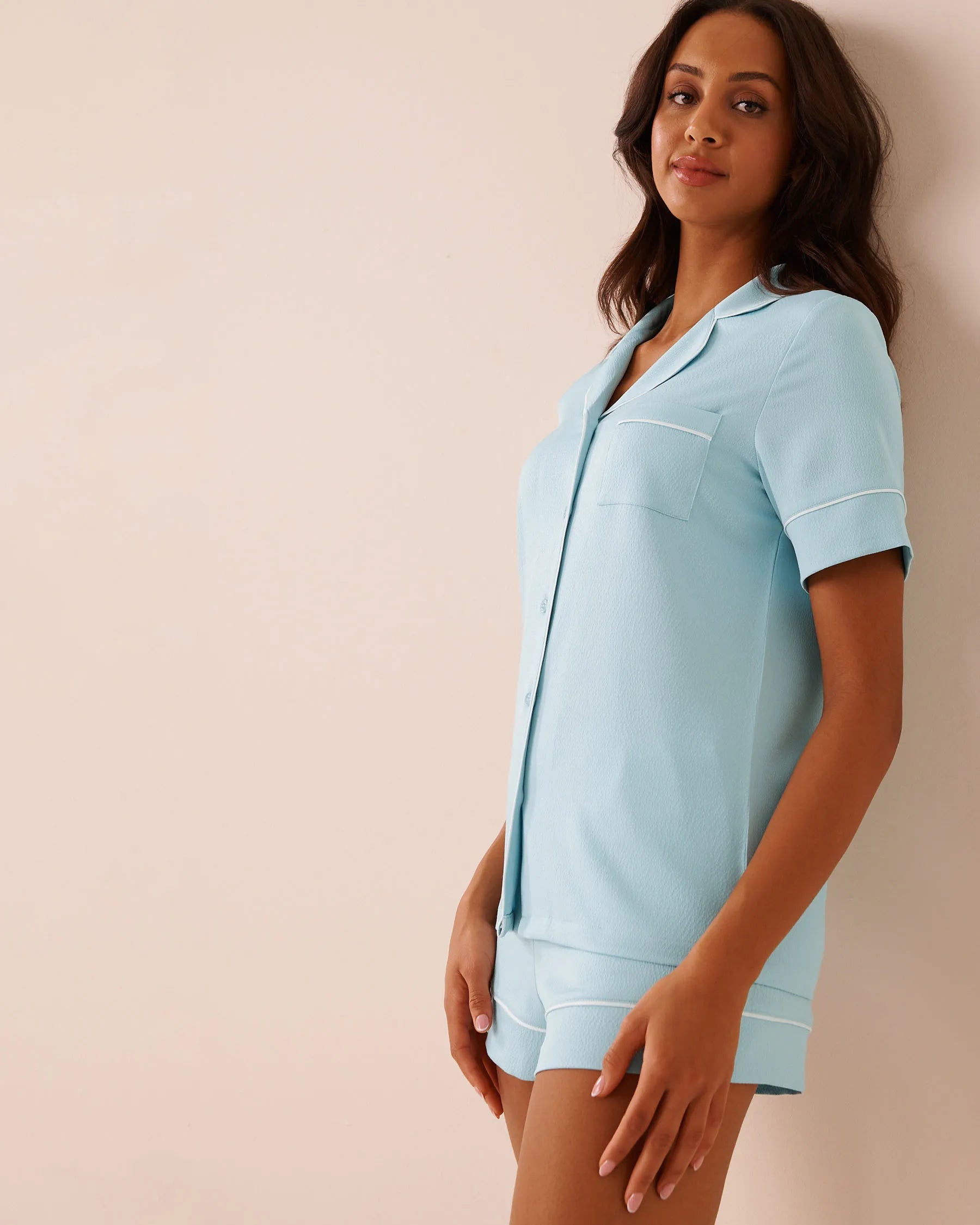 La Vie en Rose Stratosphere Women LUXURY EDITION Short Sleeve Textured Satin PJ Set SKU: 60400071_40274 Image 03