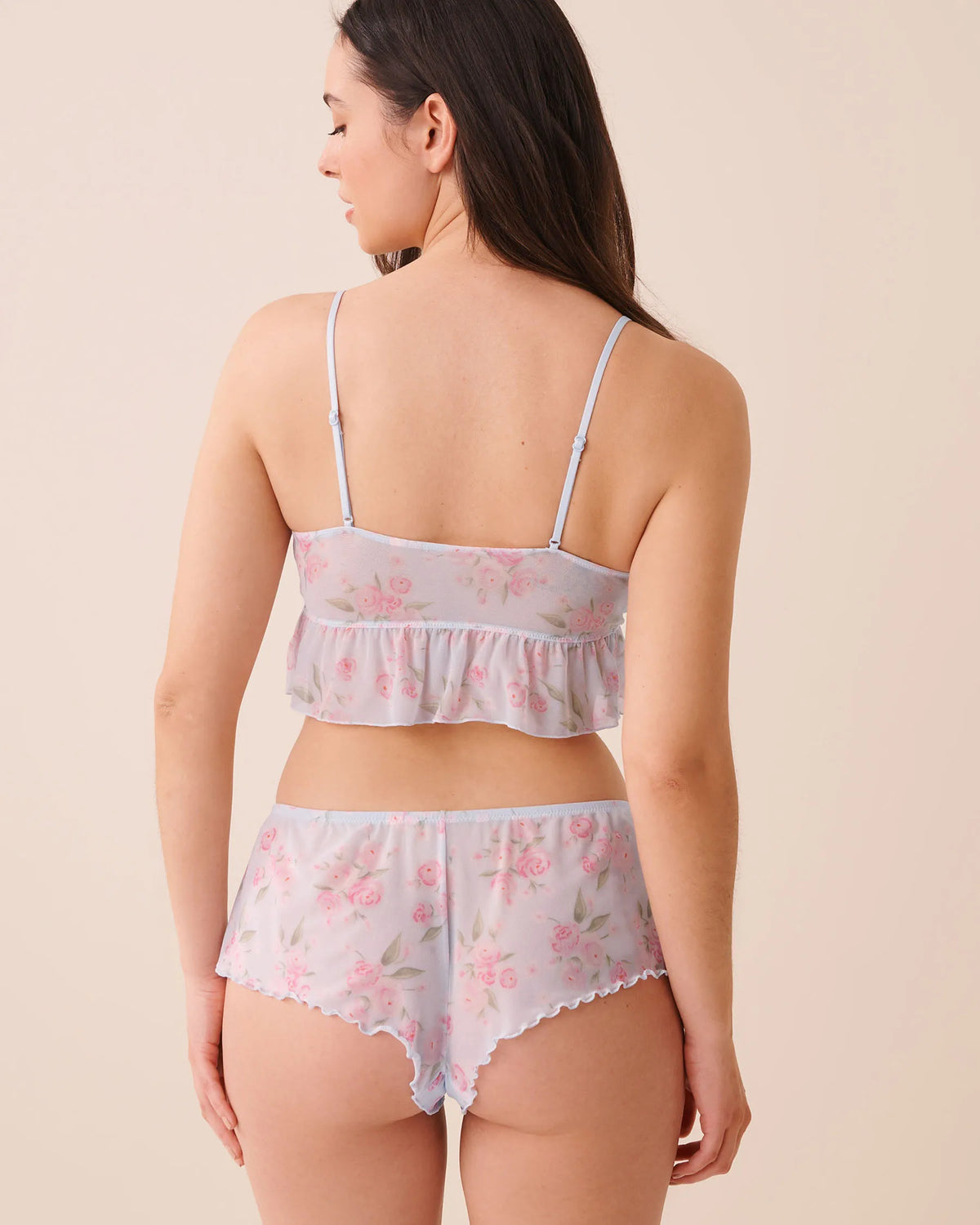 La Vie en Rose Xenon Blue Scenary Women Rose Print Mesh Bralette &amp; Panty Set SKU: 60400074_P40571 Image 02