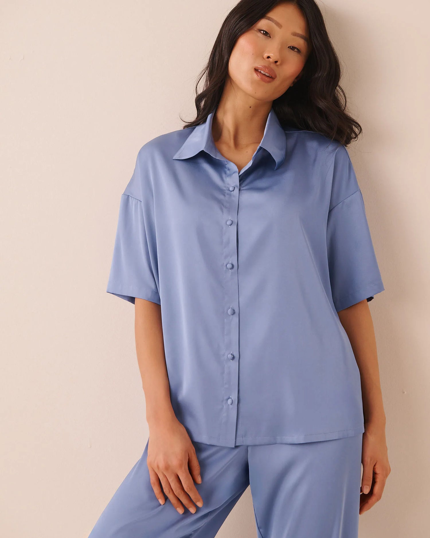 La Vie en Rose English Manor Women LUXURY EDITION Short Sleeve Satin Pajama Set SKU: 60400076_40292 Image 03