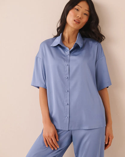 La Vie en Rose English Manor Women LUXURY EDITION Short Sleeve Satin Pajama Set SKU: 60400076_40292 Image 03