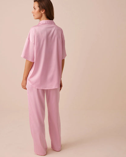 La Vie en Rose Nosegay Women LUXURY EDITION Short Sleeve Satin Pajama Set SKU: 60400076_60245 Image 02