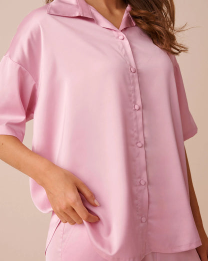 La Vie en Rose Nosegay Women LUXURY EDITION Short Sleeve Satin Pajama Set SKU: 60400076_60245 Image 03