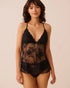 La Vie en Rose Black Beauty Women Floral Lace Open Babydoll Set SKU: 60400078_00001 Image 01