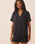 La Vie en Rose Black Jacquard Leopard Women Luxury Edition Leopard Jacquard Short Sleeve Satin Pajama Set SKU: 60400082_P00537 Image 01
