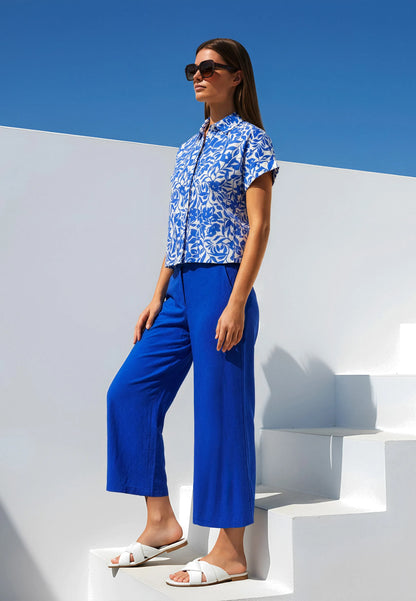 Betty Barclay Adria Blue Women Plain Linen Trousers SKU: 6047-1340_8327 Image 01