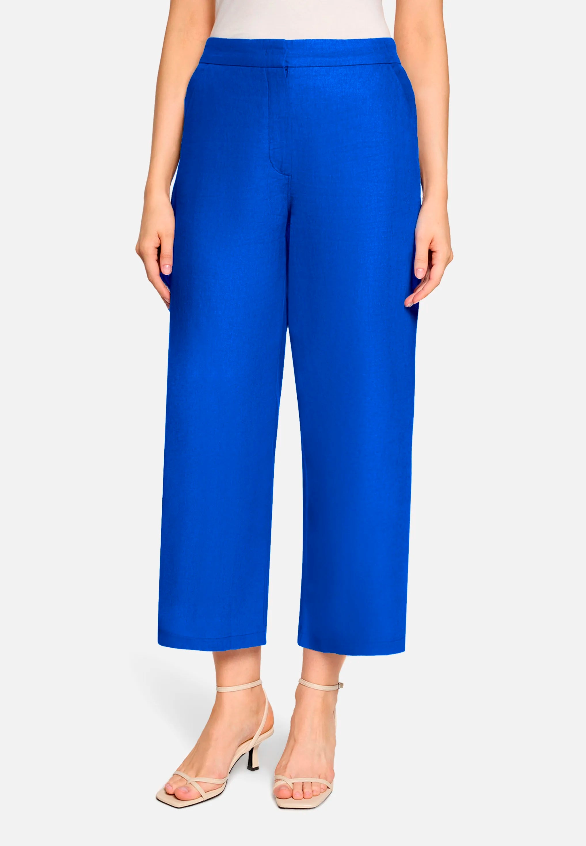 Betty Barclay Adria Blue Women Plain Linen Trousers SKU: 6047-1340_8327 Image 02