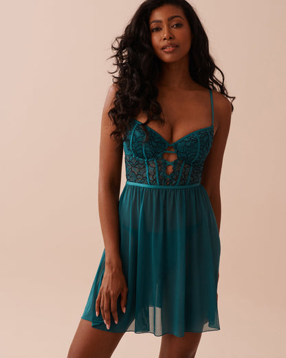 2-tone Lace and Mesh Plunge Nightie_60500163_30032_01