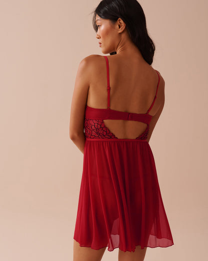 2-tone Lace and Mesh Plunge Nightie_60500163_60169_02