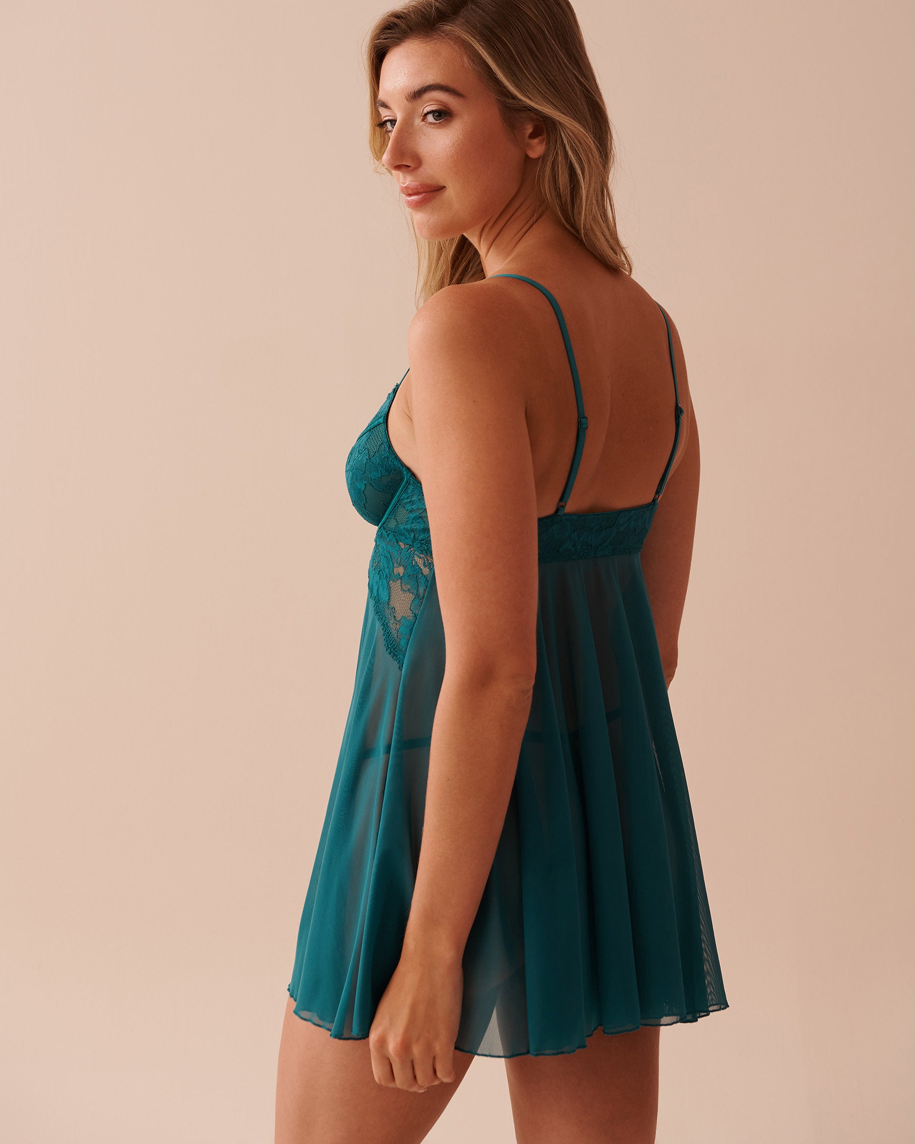 Open Front Lace and Mesh Babydoll with Satin Bow_60500165_30032_02