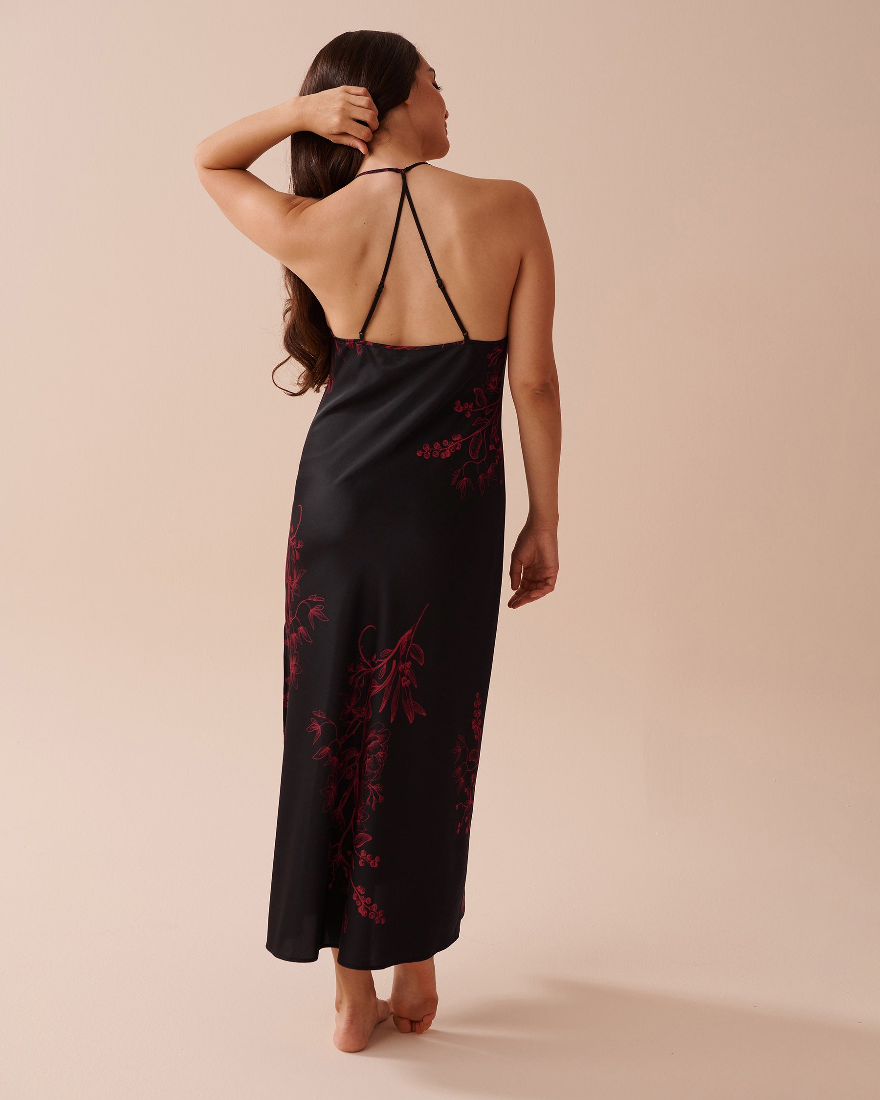 Pastel Floral Print Long Satin Nightie_60500168_P00387_02