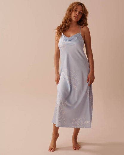 Pastel Floral Print Long Satin Nightie_60500168_P40384_01