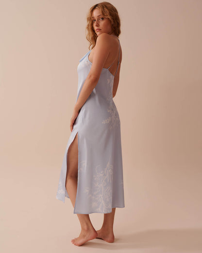 Pastel Floral Print Long Satin Nightie_60500168_P40384_02