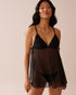 La Vie en Rose_Black Beauty_Lace and Mesh Side-Tie Babydoll_60500187_00001_01
