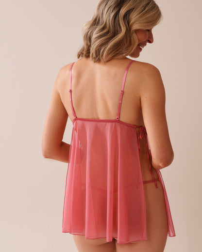 La Vie en Rose_Rapture Rose_Lace and Mesh Side-Tie Babydoll_60500187_60008_02