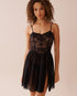 La Vie en Rose_Black Beauty_Floral Lace and Mesh Slit Nightie_60500193_00001_01