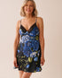 La Vie en Rose_Black & Blue Garden_LUXURY EDITION Rose Print Satin and Lace Trim Nightie_60500198_P00430_01