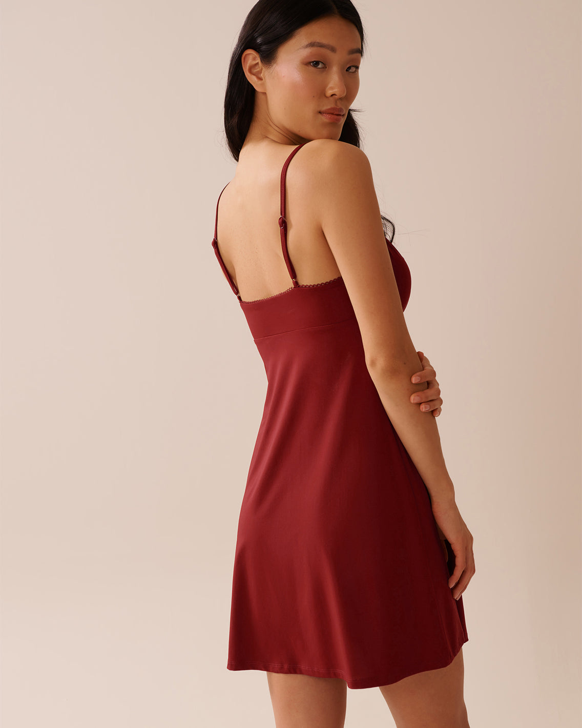 La Vie en Rose_Sun-Dried Tomato_Recycled Fibers Lace Trim Nightie_60500201_60205_02