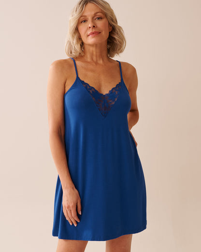 La Vie en Rose_Mazarine Blue_Lace Detail Modal Nightie_60500202_40066_01