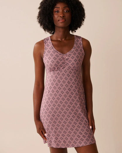 La Vie en Rose_Mauve Geo Ditsy_Geo Print Soft Jersey Nightie_60500208_P50101_01